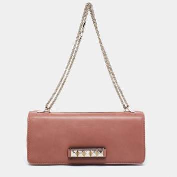 Pre Owned Valentino Brown Leather Va Va Voom Chain Shoulder Bag