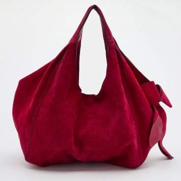 Pre Owned Valentino Red Suede Bow Hobo