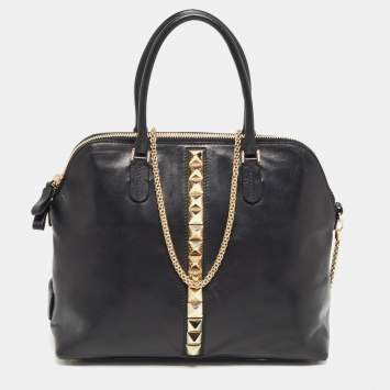 Pre Owned Valentino Black Leather Va Va Voom Satchel