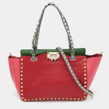 Pre Owned Valentino Multicolor Leather Small Rockstud Trapeze Tote