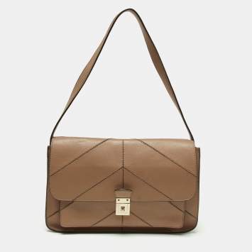Pre Owned Valentino Beige Quilted Leather Flap Shoulder Bag