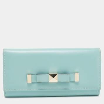 Pre Owned Valentino Green Leather Flap Continental Wallet 