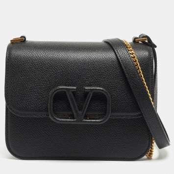 Pre Owned Valentino Black Leather Small VSling Shoulder Bag