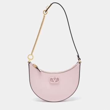 Pre Owned Valentino Pink Leather Mini VLogo Hobo