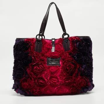 Pre Owned Valentino Multicolor Satin and Patent Leather Petale Rose Tote