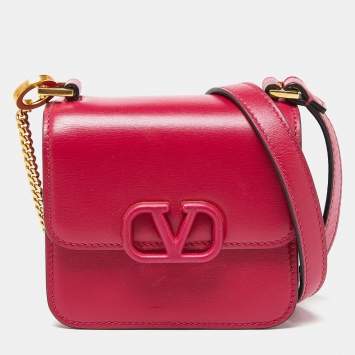 Pre Owned Valentino Pink Leather VSling Crossbody Bag