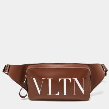 Pre Owned Valentino Brown Leather VLTN Belt Bag