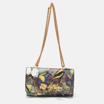 Pre Owned Valentino Multicolor Canvas and Leather Camubutterfly Va Va Voom Shoulder Bag
