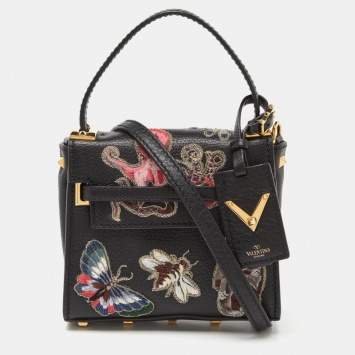 Pre Owned Valentino Black Leather My Rockstud Crossbody Bag
