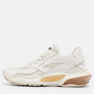 Pre Owned Valentino White Leather and Mesh Climbers Sneakers Size 37.5