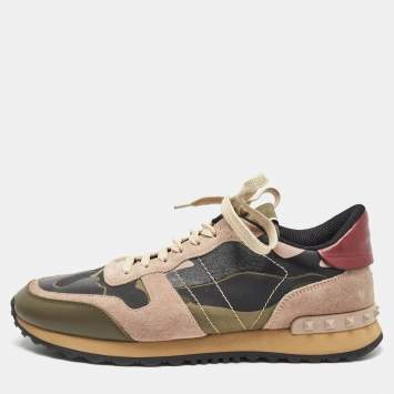 مملوكة مسبقًا Valentino Multicolor Leather and Suede Rockstud Sneakers Size 40