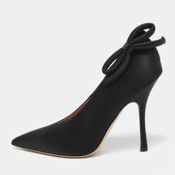 Pre Owned Valentino Black Satin Nite-Out Pointed Toe Pumps Size 38