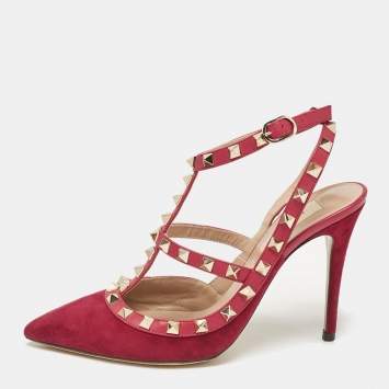 Pre Owned Valentino Purple Suede and Leather Rockstud Pumps Size 37