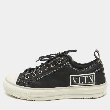 Pre Owned Valentino Black Mesh Giggies Lace Up Sneakers Size 38