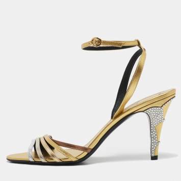 Pre Owned Valentino Metallic Colorblock Leather Ladycrush Sandals Size 41