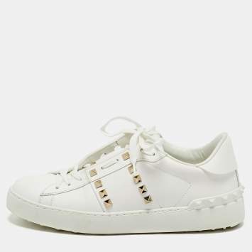 Valentino White Leather Rockstud Untitled Sneakers Size 39