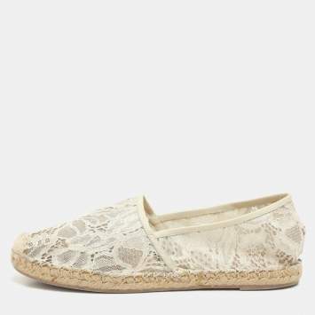Valentino White Lace Espadrille Flats Size 40