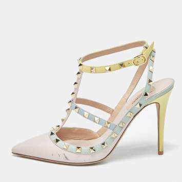 Pre Owned Valentino Multicolor Leather Rockstud Pumps Size 40