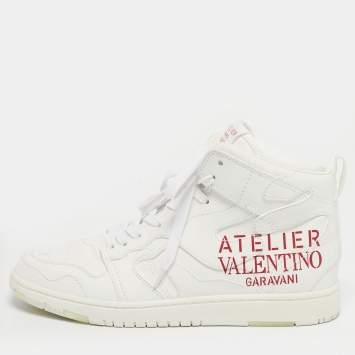 Pre Owned Valentino White Leather Atelier High Top Sneakers Size 40