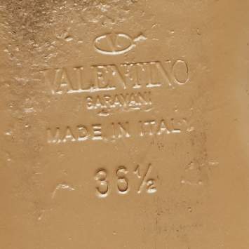 Pre Owned Valentino Brown Leather Rockstud Ankle Strap Thong Sandals Size 36.5