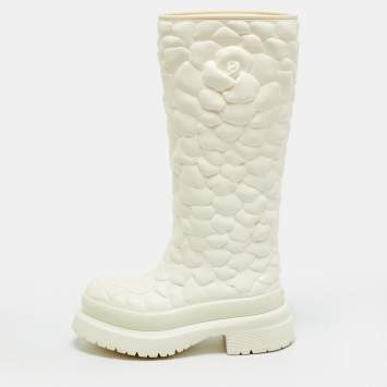 Pre Owned Valentino 03 Rose Edition Atelier Size 36 White Rubber Rain Boots