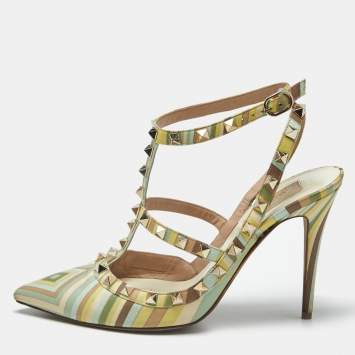 Pre Owned Valentino Rockstud Size 39 Multicolor Leather Pumps