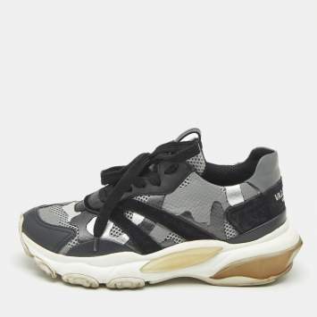 Pre Owned حذاء رياضي فالنتينو بونسي سويدي وشبك متعدد الألوان عنق منخفض مقاس 38