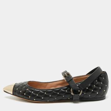 مملوكة مسبقًا Valentino Rockstud Spike Size 41 Black Leather Ballet Flats