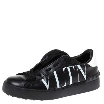 Pre Owned Valentino Two Tone Leather Open Sneakers Size 35