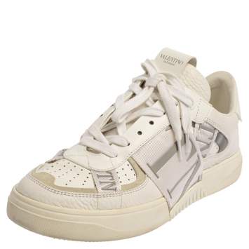Pre Owned Valentino White Leather VLTN Low Top Sneakers Size 38