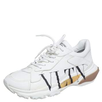 Pre Owned Valentino White Leather Logo Chunky Sneakers Size 40