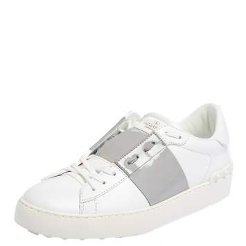 Pre Owned Valentino White Leather Open Sneakers Size 40.5