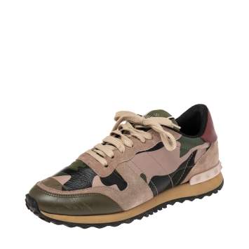 Pre Owned Valentino Multicolor Suede And Leather Rockrunner Sneakers Size 39
