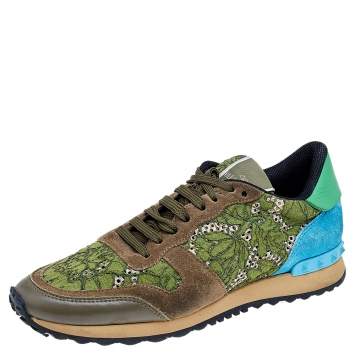 Pre Owned Valentino Multicolor Leather And Suede Rockstud Sneakers Size 41