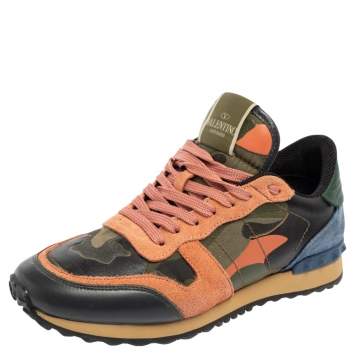 مملوكة مسبقًا Valentino Multicolor Suede And Leather Rockrunner Sneakers Size 39