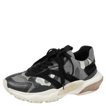 Pre Owned Valentino Multicolor Mesh And Suede Bounce Low Top Sneakers Size 38