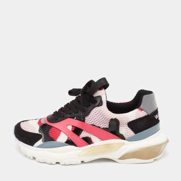 Pre Owned Valentino Multicolor  Mesh And Leather Rockrunner Sneakers Size 38.5