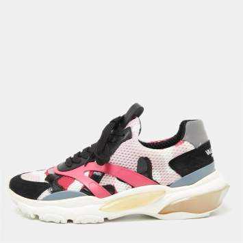 Pre Owned Valentino Multicolor Suede And Fabric Camouflage Lace Up Sneakers Size 40