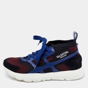 مملوكة مسبقًا Valentino Tri-Color Leather, Mesh and Suede Low-Top Sneakers Size 40