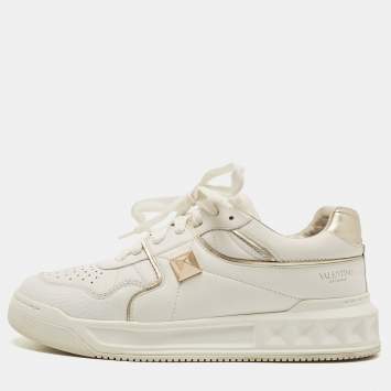 Pre Owned Valentino White Leather One Stud Sneakers Size 38