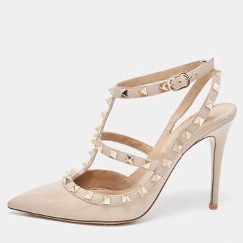 Pre Owned Valentino Pink Patent Leather Rockstud Pumps Size 38