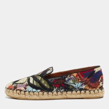 Pre Owned Valentino Multicolor Fabric Espadrille Flats Size 40