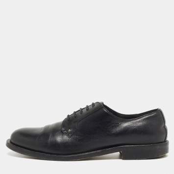 Pre Owned Valentino Black Leather Lace Up Derby Size 38