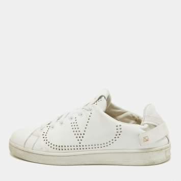 Pre Owned Valentino White Leather Backnet Sneakers Size 39