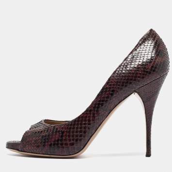 Pre Owned Valentino Purple Python Open Toe D'orsay Pumps Size 40