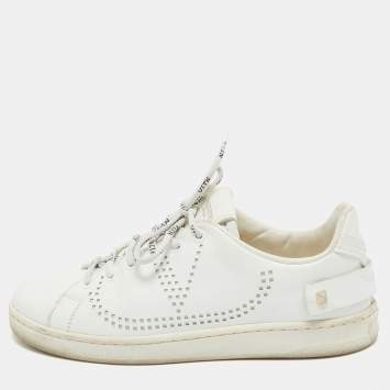 Pre Owned Valentino White Leather Backnet Sneakers Size 36.5