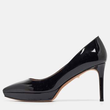 Pre Owned Valentino Black Patent Leather Platform Pumps Size 37