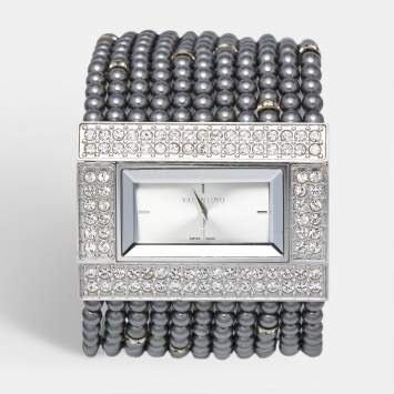 Pre Owned Valentino Silver Stainless Steel 52376 Women's Wristwatch 45 mm