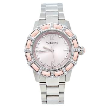 Pre Owned Valentino Pink Stainless Steel Coral Eden V54 Women's Wristwatch 38 mm