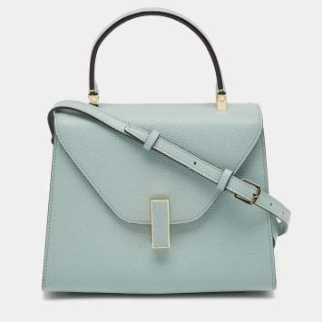 Pre Owned Valextra Light Blue Leather Iside Top Handle Bag